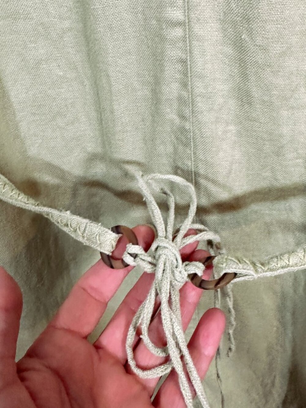 Talbots Green Linen Jumper Tank Maxi Dress Plus Sz 14 Beachy Cottagecore Summer - Picture 5 of 10